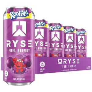 RYSE Fuel Energy Drink – Kool-Aid Tropical Punch – Sugar Free, Gluten Free & Vegan – 200mg Natural Caffeine, Taurine & Choline for Focus & Energy – No Artificial Colors – 16 fl oz Cans (12-Pack)(Kool-Aid Grape)