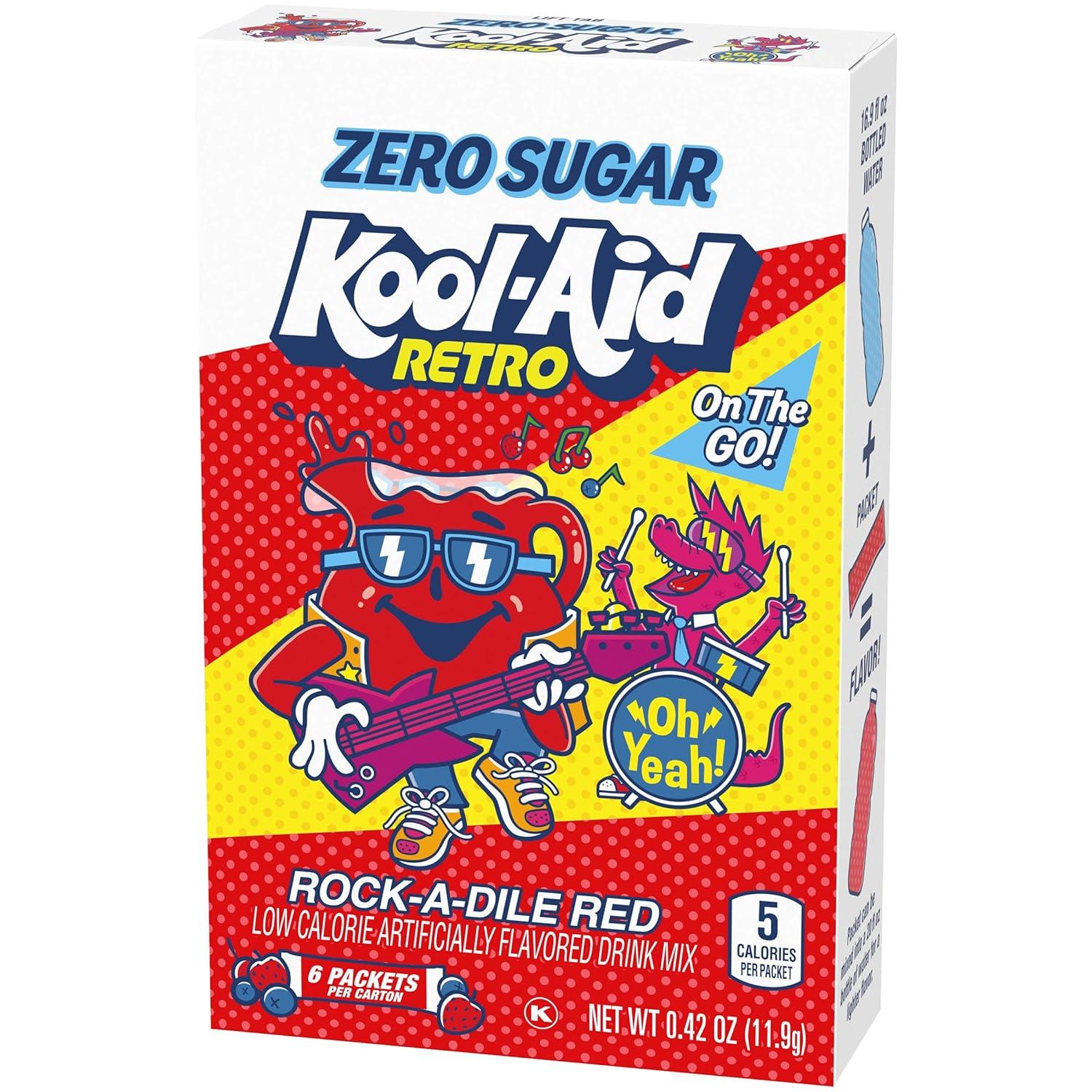image:imageKoolAid Retro Purplesaurus Rex Grape Lemonade Zero Sugar Artificially Flavored Powdered Soft Drink Mix 6 ct OntheGoPacketsmixedberry