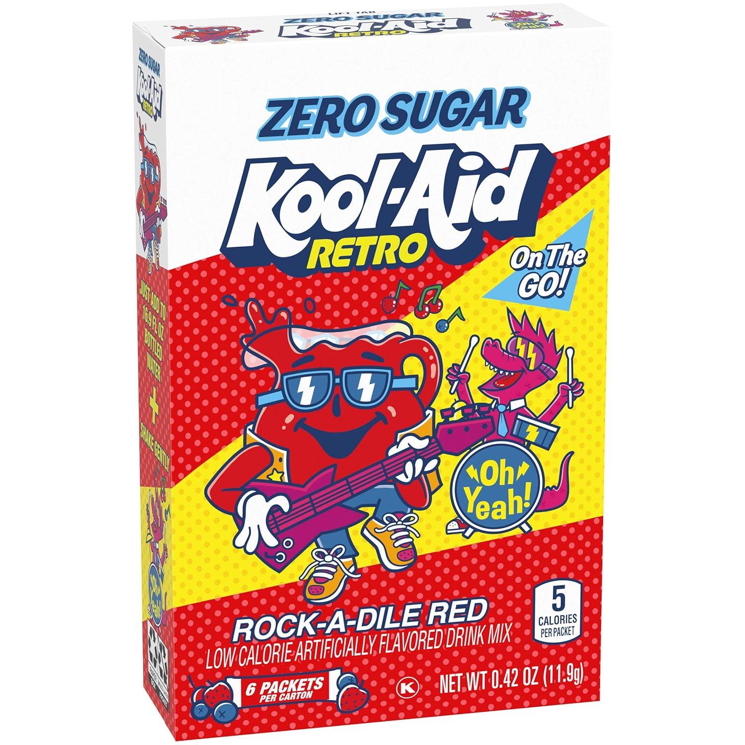 image:imageKoolAid Retro Purplesaurus Rex Grape Lemonade Zero Sugar Artificially Flavored Powdered Soft Drink Mix 6 ct OntheGoPacketsmixedberry