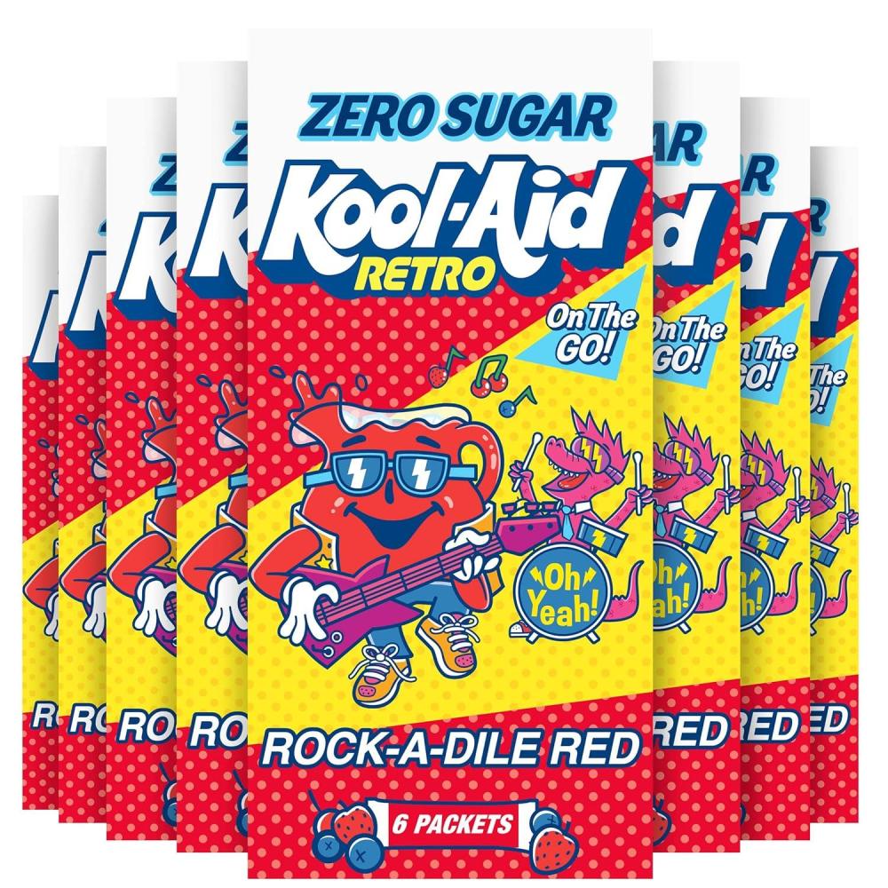 image:imageKoolAid Retro Purplesaurus Rex Grape Lemonade Zero Sugar Artificially Flavored Powdered Soft Drink Mix 6 ct OntheGoPacketsmixedberry