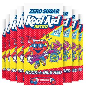 Kool-Aid Retro Purplesaurus Rex Grape Lemonade Zero Sugar Artificially Flavored Powdered Soft Drink Mix, 6 ct On-the-Go-Packets(mixed-berry)